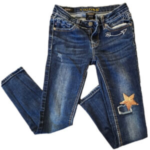 Vigoss The Jagger Skinny Ankle Sequin Design Dark Wash Jeans Size 10 (Girl)